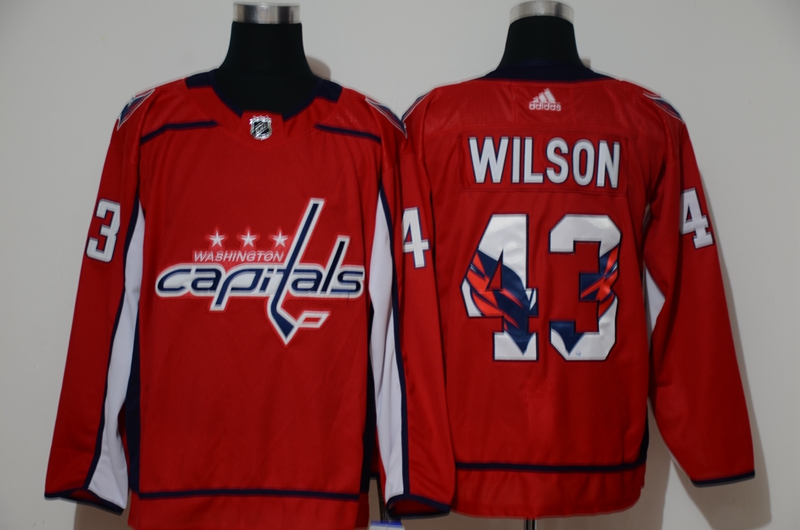 Cheap Men Washington Capitals 43 Wilson Red Adidas print NHL Jersey